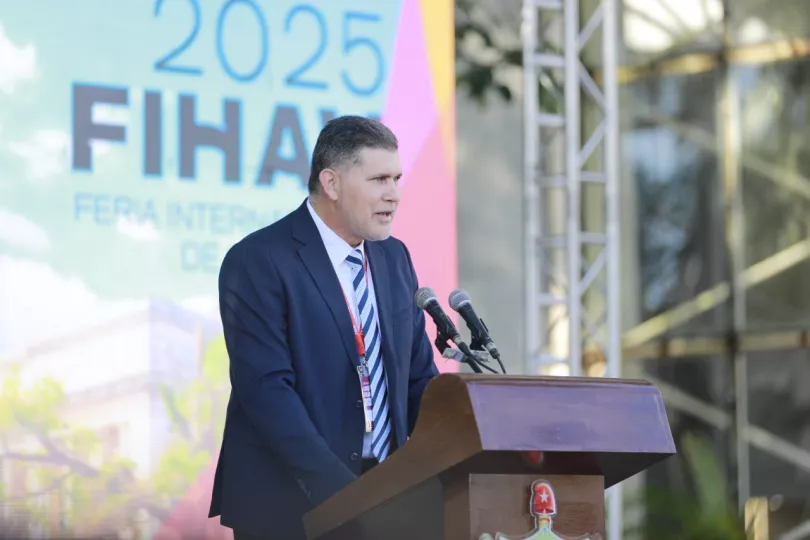 Oscar Pérez-Oliva Fraga, viceprimer ministro y ministro de Comercio Exterior e Inversión Extranjera de Cuba durante la inauguración de FIHAV 2025.