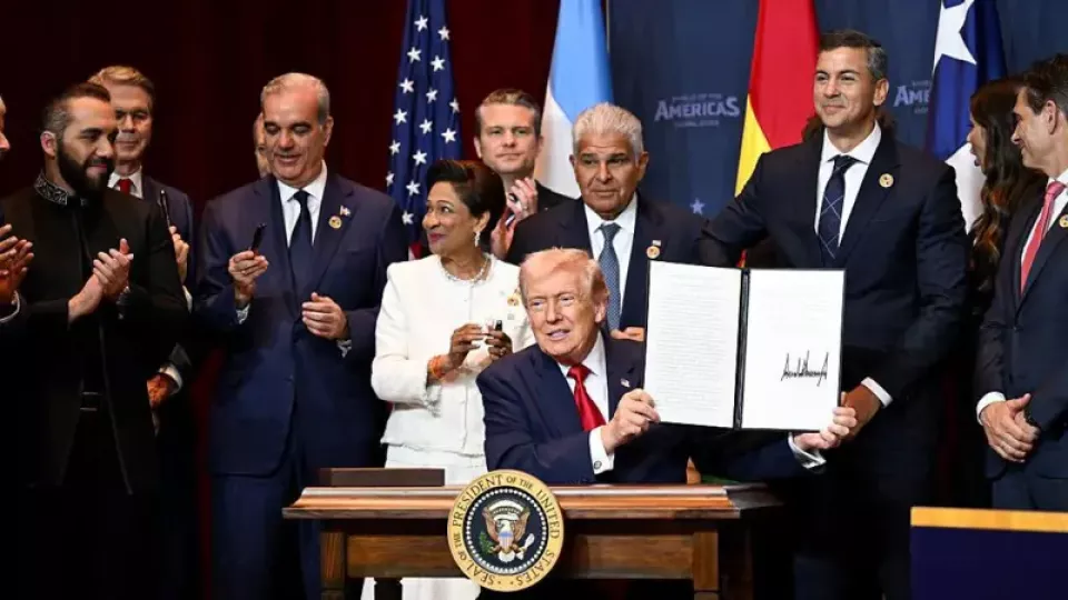 La cumbre "Escudo de las Américas" reunió a Trump con un grupo de presidentes de América Latina. Foto: BBC