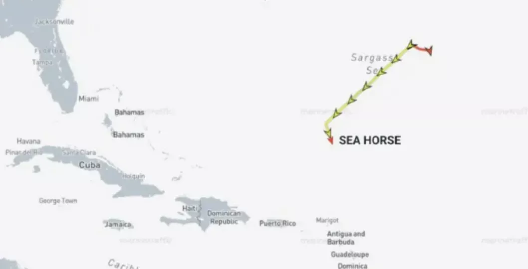 El giro que hizo el petrolero Sea Horse en el Caribe en las últimas horas. Foto: CNN