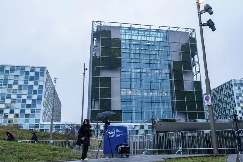 Exterior de la sede de la Corte Penal Internacional.