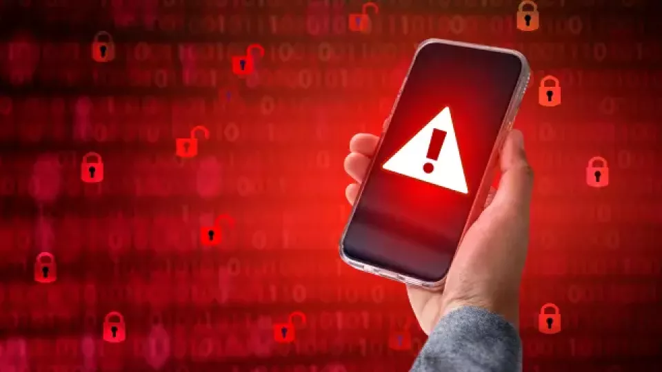 Símbolo de estafa en un teléfono móvil