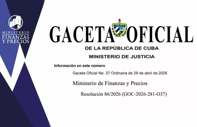 Imagen de la Gaceta Oficial con la resolución del Ministerio de Finanzas y Precios.