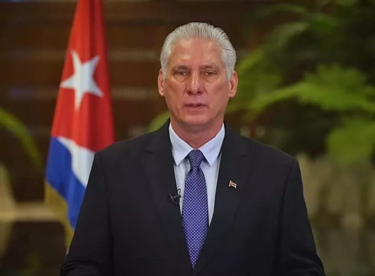 Imagen del presidente de Cuba, Miguel Díaz-Canel, durante una reunión.