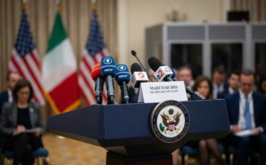 Marco Rubio, Secretario de Estado de Estados Unidos, en una rueda de prensa.