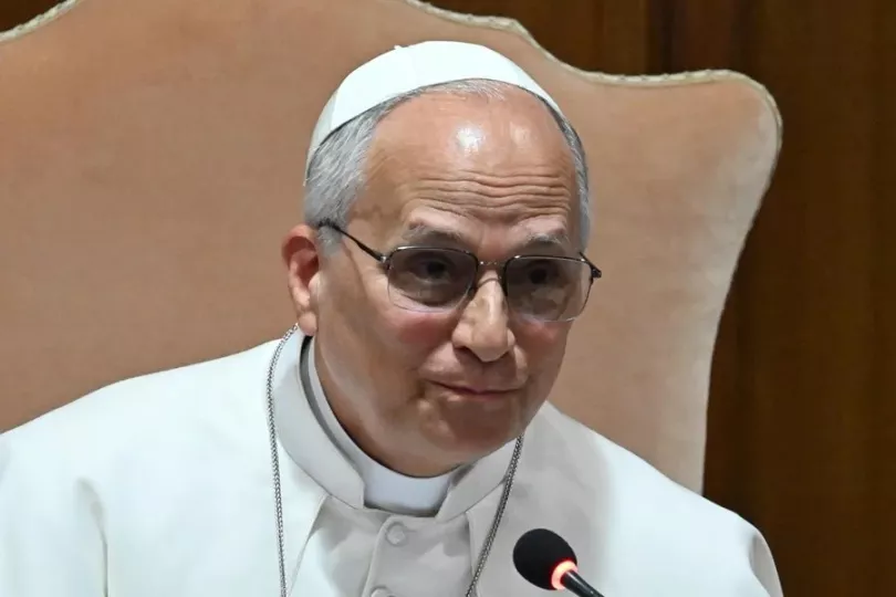 El papa León XIV durante el acto de presentación de su encíclica sobre la inteligencia artificial.