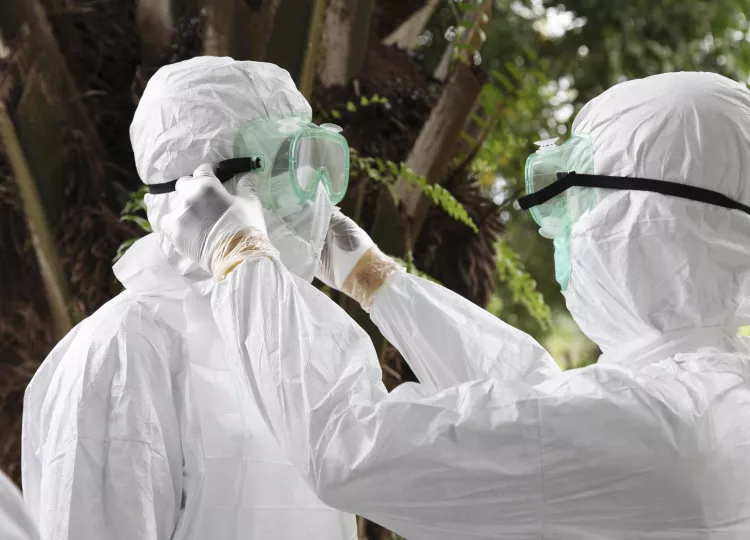 Representación gráfica de la presencia del virus del ébola en la superficie de la piel humana.