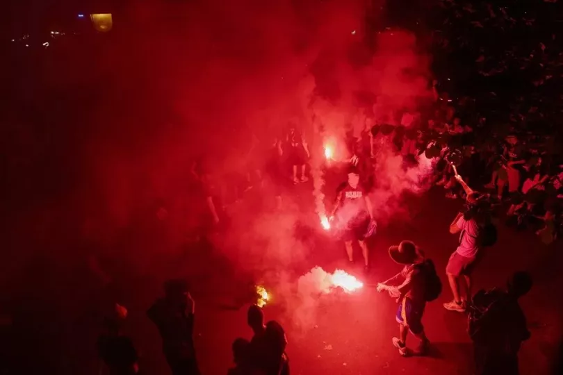 Escena de las celebraciones en París tras el título del PSG.