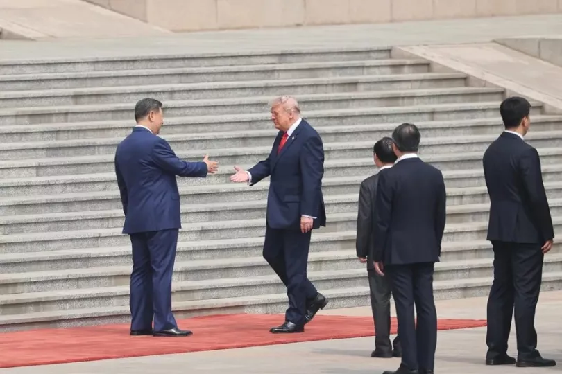 Los presidentes de China, Xi Jinping, y Estados Unidos, Donald Trump, durante su reunión en Pekín.