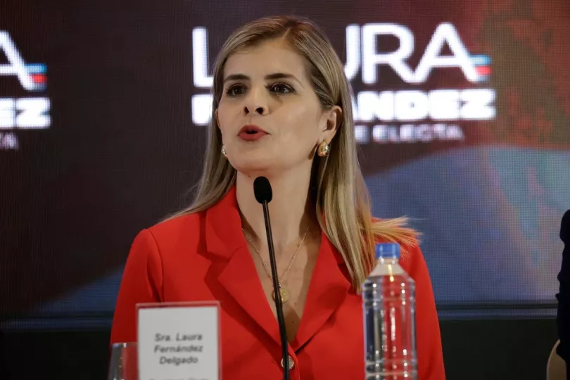 Laura Fernández en rueda de prensa, en San José, Costa Rica, el 2 de febrero