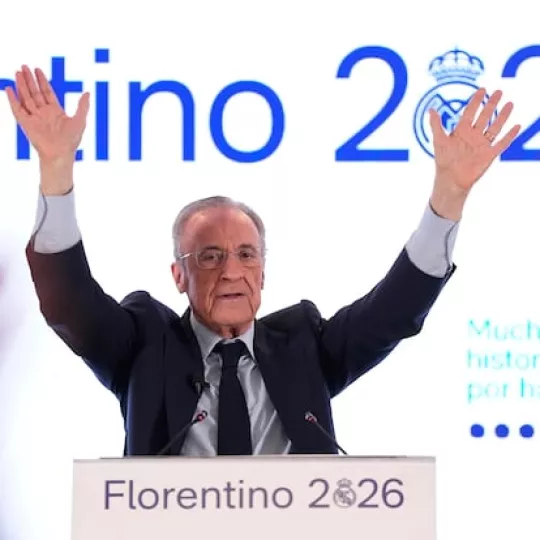 Fotografía de Florentino Pérez durante el proceso electoral del Real Madrid.