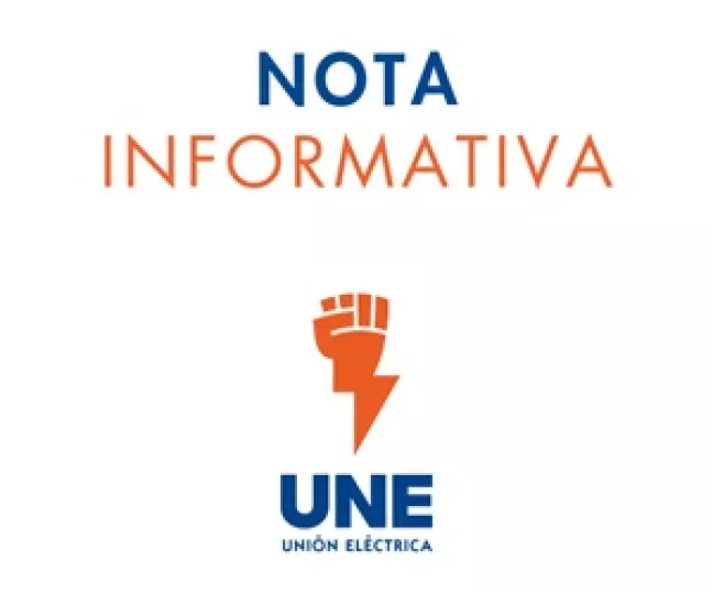 Nota informativa oficial de la Unión Eléctrica de Cuba sobre la desconexión del sistema.