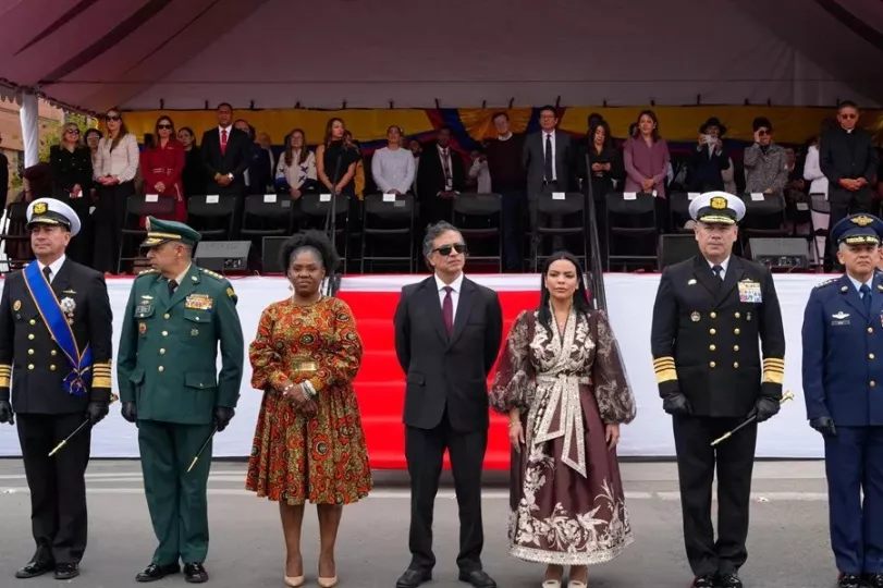 El presidente Gustavo Petro durante el desfile militar por el Día de la Independencia de Colombia.