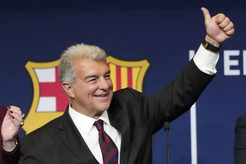 Joan Laporta, presidente del FC Barcelona, durante su llegada a Dallas para asistir a partidos del Mundial 2026.
