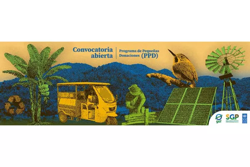 Logotipo y elementos gráficos relacionados con la convocatoria de proyectos ambientales del PNUD en Cuba.