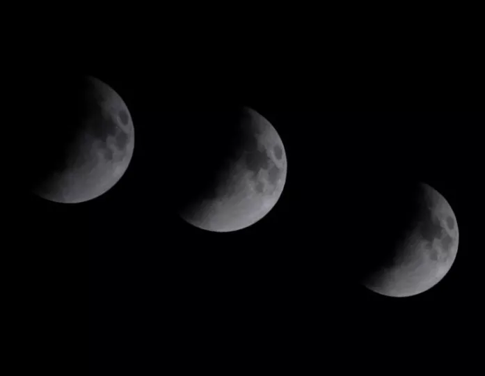 Fotografía de archivo que muestra las distintas fases de un eclipse lunar con efecto de exposición múltiple.