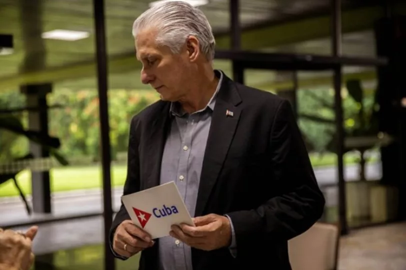 Fotografía del presidente cubano Miguel Díaz-Canel durante la entrevista concedida al diario Folha de S.Paulo.