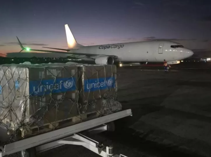 Cargamento de suplementos prenatales donado por Unicef y Corea del Sur para mujeres embarazadas en Cuba.