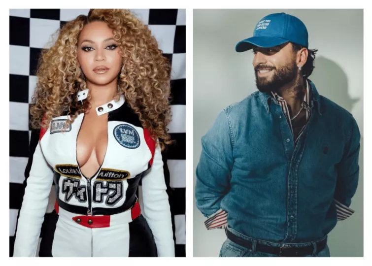 Beyoncé y Maluma posan juntos en una imagen promocional de su nuevo sencillo musical.