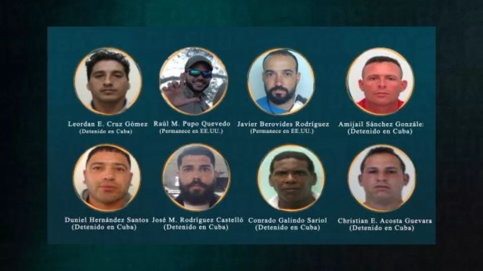 Fotografía de los individuos detenidos en Cuba implicados en la infiltración armada.