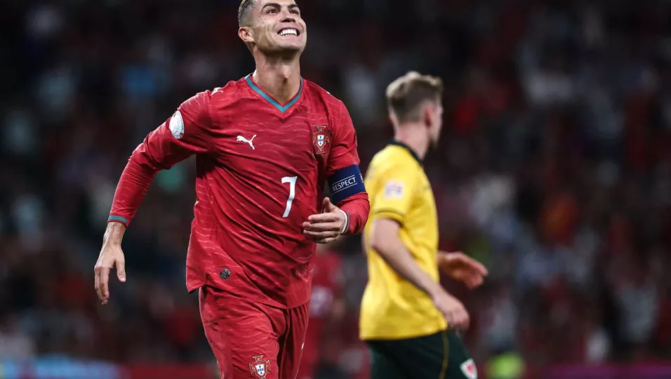 Cristiano Ronaldo en una sesión de entrenamiento con la selección de Portugal.