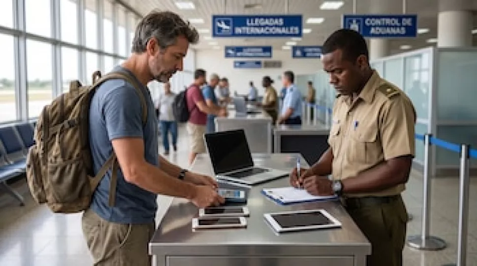 Imagen ilustrativa sobre controles aduaneros y dispositivos electrónicos en el contexto cubano.