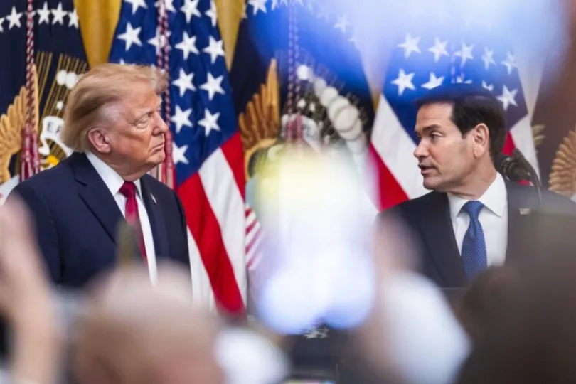 El presidente Donald Trump y el secretario de Estado, Marco Rubio, durante un acto en la Casa Blanca.