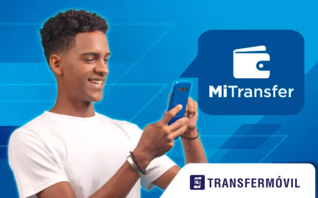 Interfaz de la plataforma MiTransfer en un dispositivo móvil.