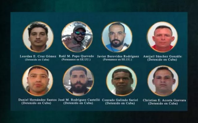 Fotografía de los individuos detenidos en Cuba implicados en la infiltración armada.