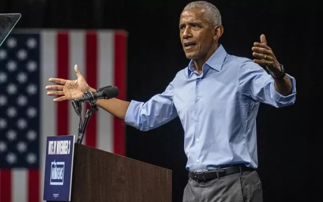 Barack Obama durante un discurso en un mitin político en Estados Unidos.