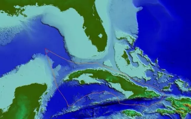 Mapa ilustrativo que muestra la zona del Polígono Oriental en el Golfo de México donde se extendió la plataforma continental cubana.