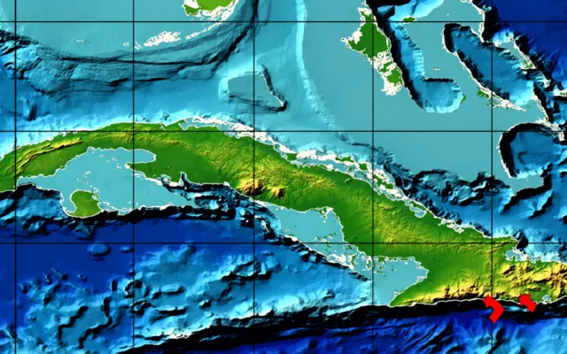 Representación gráfica de fallas sísmicas en la región oriental de Cuba.