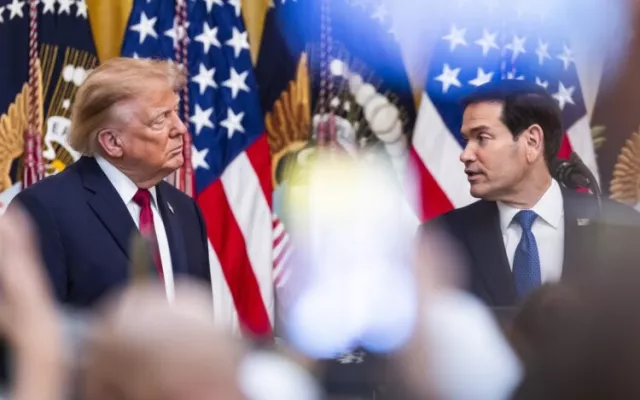 El presidente Donald Trump y el secretario de Estado, Marco Rubio, durante un acto en la Casa Blanca.