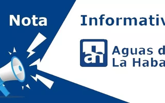 Infografía o aviso sobre la interrupción programada del servicio de agua en La Habana.